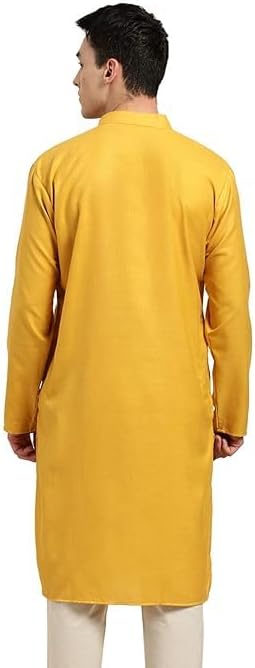 Men's Pure Cotton ONLY Long Kurta Mandarin Collar Ethinic Wear Casual Fashion Regular Indian Dress Gift for Men - Image 2