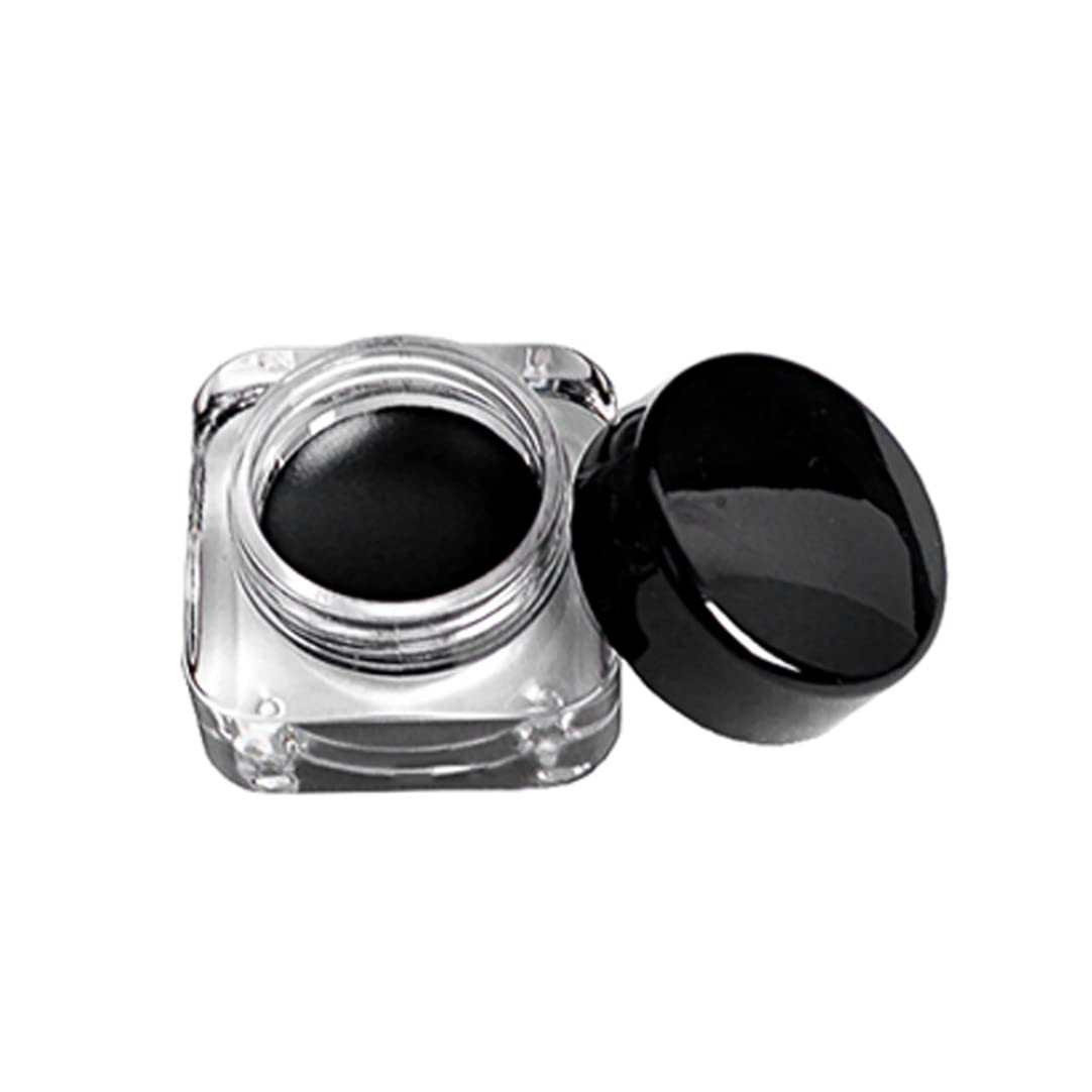Delineador de ojos impermeable gel de gel, delineador de ojos de gel de maquillaje de larga duración, delineador de ojos negro, maquillaje de belleza el último día con pincel, (negro, 0.18