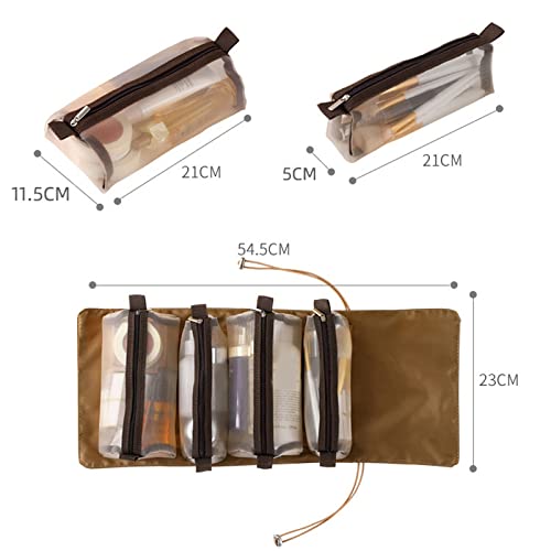 Necessaire organizadora de viagem 4 em 1, kit de cosméticos compacto dobrável com gancho e zíper, ro