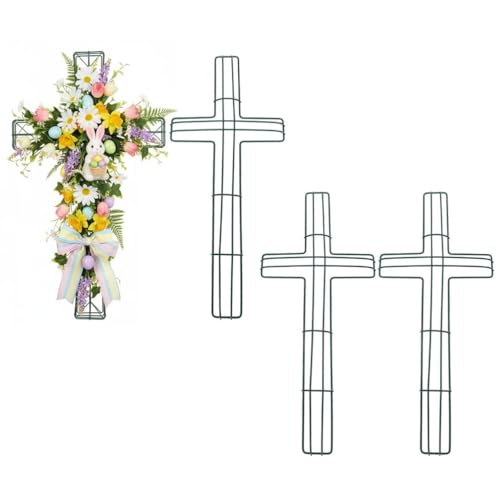 DOITOOL 4 Pack Cross Wreath Frame 15.7 Inch, Metal Wire Forms for Crafts, Green Floral Wreath Making Supplies for Easter Religious Front Door Wall Decoration by DOITOOL - Used condition - US$9.05