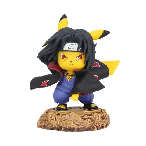 Anime Figure New Horizons GK: Pikachu Cosplay Ninja Uzumaki/Kakashi/Sasuke/Itachi/Madara/Hashirama/Obito Action Figure Collection Model Gifts(PVC 3.5"-5") (Uchiha Itachi(Akatsuki))