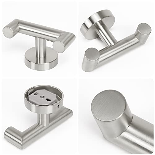 NearMoon Bathroom Double Towel Hook- SUS304 Stainless Steel Robe Towel Holder, Heavy Duty Double Coat Hook for Bathroom Livingroom Kitchen Wall Mounted (Brushed Nickel-U, 2 Pack) by NearMoon - Image 5