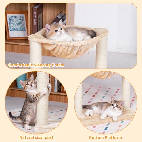Torre para gato 17" con hamaca y rascador sisal interior miniatura 3