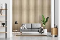 Pack of four wall panels. Natural oak finish. Easy fit installation. 35mm x 12mm slat size. 1.44m2 coverage per wall panel. MDF slats with real wood veneer & felt backing.