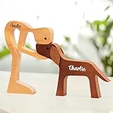 DOPTIKA Father's Day Birthday Gifts for Dog Dad, Personalized Wooden Dog Figurines Sculpture, Statues Home Decor, Table Decor Pet Carvings, House Warming Gift Ideas, Wooden Statue