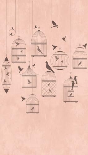 Livingwalls Birds The Wall 382961 382961 382961 Papier peint intissé Motif oiseaux Rose Gris 1,59 m x 2,80 m