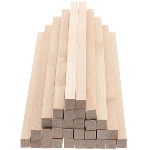 Veemoon Varillas de Madera Cuadradas sin Tratar 10X10 MM 30 CM de Largo Paquete de 30 Unidades para Manualidades DIY Bricolaje Modelismo y Proyectos Creativos