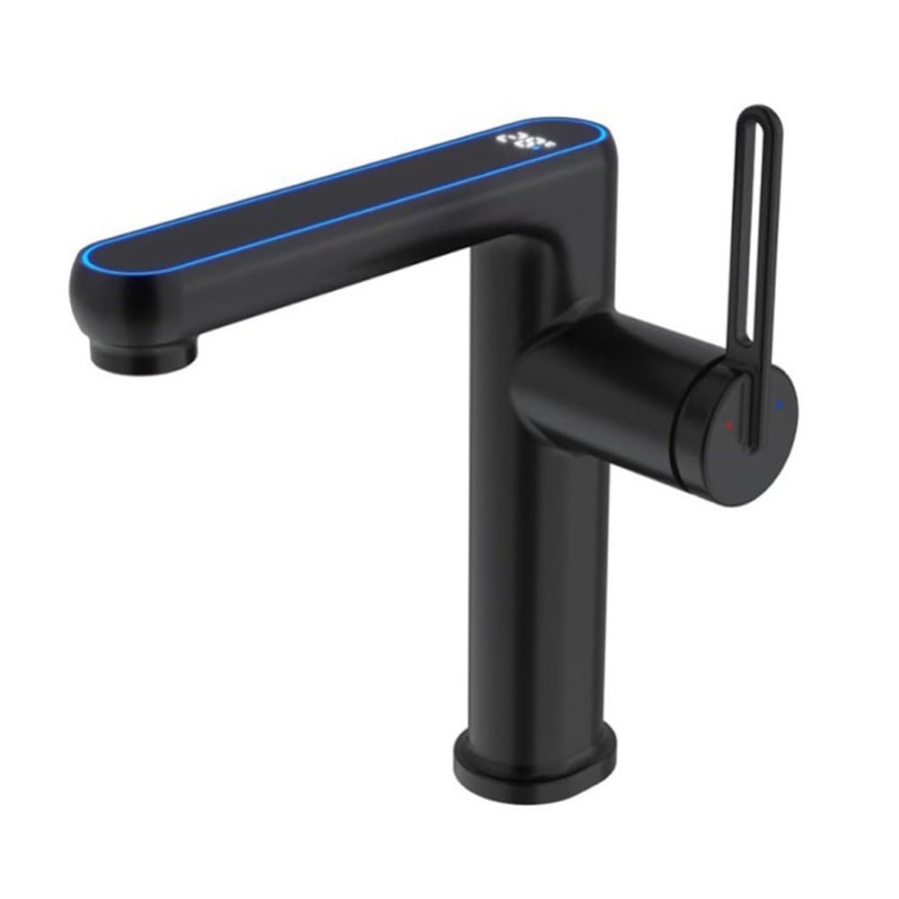 Grifo mezclador para lavabo de baño con pantalla LED de
