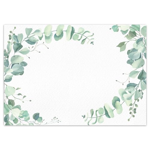 younikat 100 Tischunterlagen mit Eukalyptus Leinen Motiv I DIN A3 eckig I Platz-Set aus Papier I modernes Design I Einweg Tischset I Grün I Gastronomie und Haushalt I dv1438