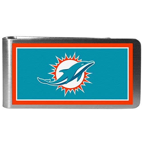 NFL Miami Dolphins Mens Siskiyou SportsSteel Logo Money Clip, Steel, One Size