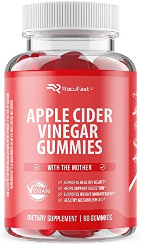 Rocufast Apple Cider Vinegar Gummies 1000mg of Pure Organic Apple Cider Vinegar with The Mother - Vegan Friendly Apple Flavor Alternative to Apple Cider Vinegar Capsules for Detox Cleanse & Immunity