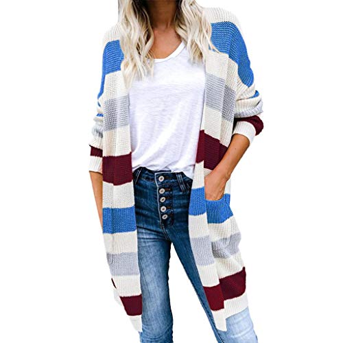 Women's Cardigan Hawkimin Long Knitted Coat Cardigan Women's Autumn Winter Casual Jumper Sweater Jacket Outwear