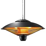tectake® Chauffage exterieur terrasse Radiateur Electrique Chauffage Electrique Halogène Infrarouge Radiateur de plafond économique 1250 W & 2500 W pour Jardin, Extérieur, Balcon, Chambre, Salon