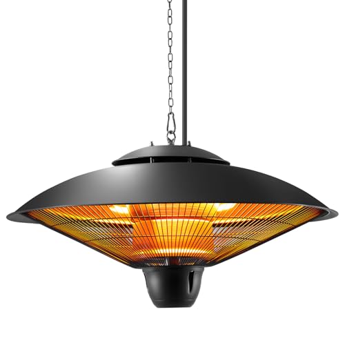 tectake® Chauffage exterieur terrasse Radiateur Electrique Chauffage Electrique Halogène Infrarouge Radiateur de plafond économique 1250 W & 2500 W pour Jardin,...