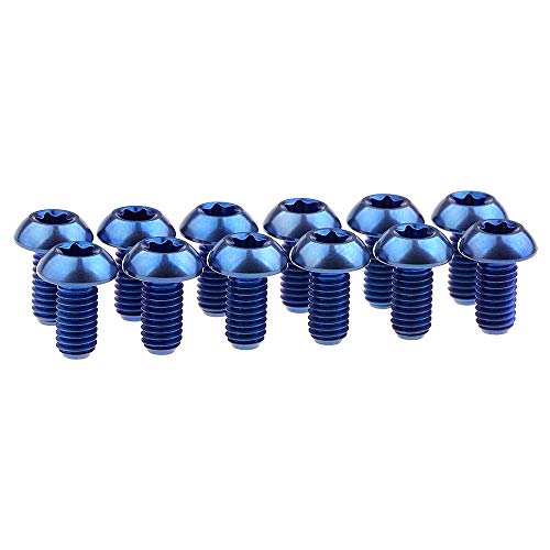 Image of 12Pcs Ti Titanium Bolts Torx M5x10 Bicycle Bike Disc Brake Cycle Rotor Screws Gr5 (Blue)