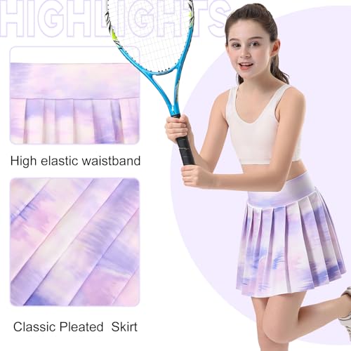 Image of Bezioner Girls Tennis Skirt A-Line Pleated Skirt with Shorts Pocket Uniform Skort for Golf Athletic Cheerleading