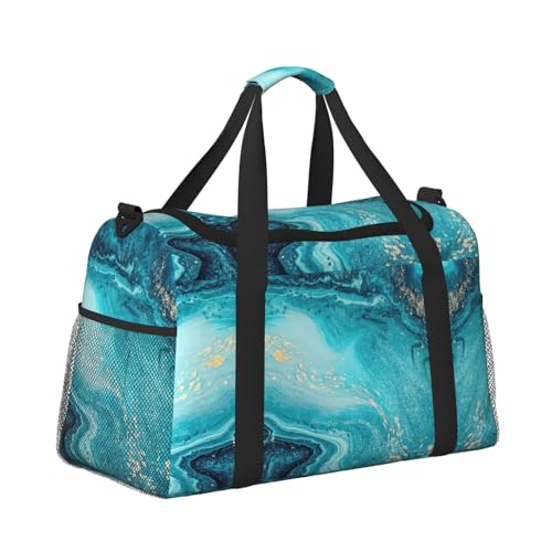 Bolsa de viaje de mármol azul y dorado para tus días de playa, piscina y gimnasio 3