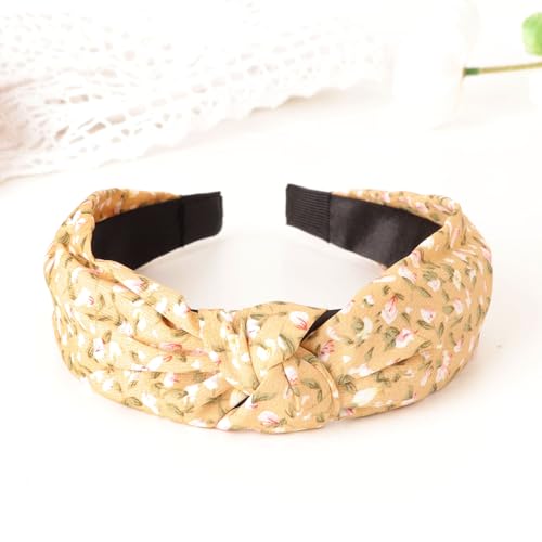 Image of DRESHOW Headbands for Women and Girls Flower Printed Knotted Plastic Head Band Fashion Boho Wide Hairbands Non Slip Hair Accessories 4 Pcs