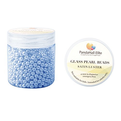 Ph Pandahall 4Mm About 1000Pcs Tiny Satin Luster Glass Pearl Round Beads Assortment Lot For Jewelry Making Round Box Kit Cornflower Blue #TOP7