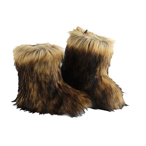 LVCOMEFF Kid Girl Boy Toddler Faux Fur Snow Boot with Fur Lining Winter Warm Outdoor Furry Fluffy