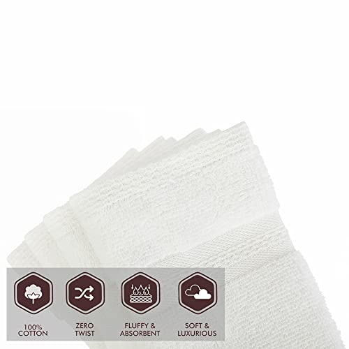 Image of Layers 100% Cotton Face Towel, 410 GSM (White, Solid Pattern) Be Bold Collection, Light Weight, Zero Twist, AZO-Free, Moisture Absorbent, Quick Dry Towel, Bathroom Accessories (Pack of 4)
