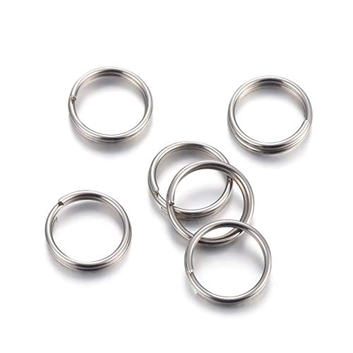 Pandahall 500pcs Stainless Steel Split Rings Small Key Chain Ring Finding for DIY Jewelry Making (7mm Round 1.3mm Thick)