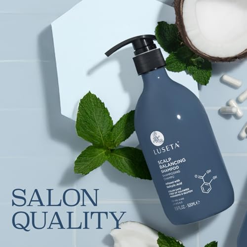 Image of Luseta Scalp Balancing Shampoo with Salicylic Acid, 16.9 oz | Oily Scalp Routine, Visible Flake Care, Buildup Removal, Tea Tree Freshness, Ph 4.0-6.5 Balance