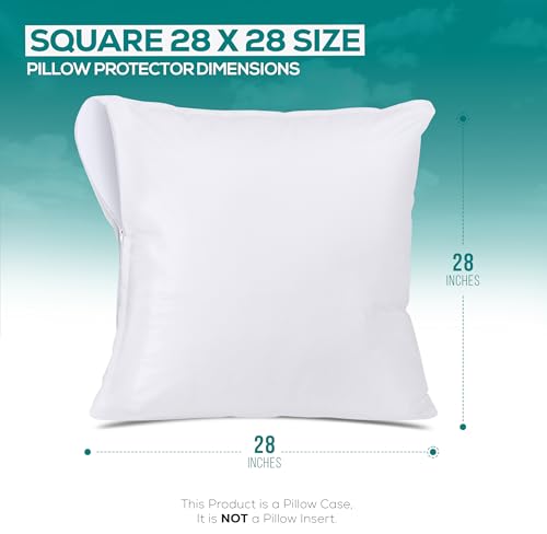 Image of Utopia Bedding Waterproof Throw Pillow Protectors (No Pillow Inserts) with Zipper 28 x 28 Inches (2 Pack, White), Bed Bug Proof Outdoor Bed Couch Decorative Pillow Encasement Covers