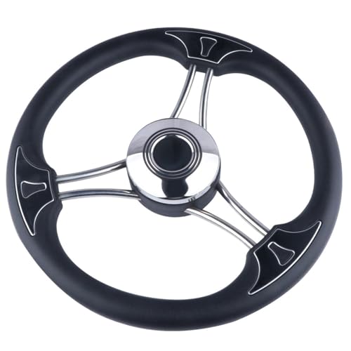 CHMIFTNX 3 Spoke Stainless Steel Boat Steering Wheel with Black Foam Boat Accessories