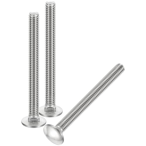 Image of uxcell 5 /16-18x3-1 /4 Carriage Bolt, 8pcs Round Head Square Neck Screws, 304 Stainless Steel, Fully Threaded, Silver