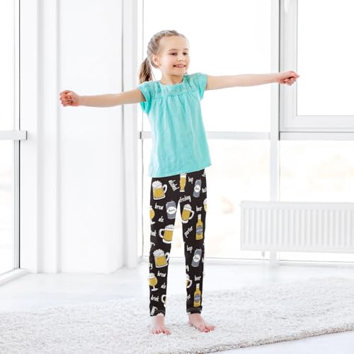 CaTaKu Girls Leggings Beer Bottle Cute Leggings for Girls Kids Athletic Workout Yoga Pants Size 4-10T3