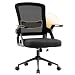 naspaluro Ergonomic Office Chair, Height Adjustable Executive Work Computer Desk Chairs with Padded Seat Cushion, Swivel Mesh Chair with 90° Flip-up Armrest & Lumbar Support for Home/Office-black