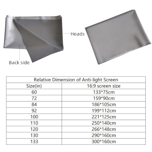 Pantalla de proyección portátil gris metal anti-luz 60-130 pulgadas miniatura 6