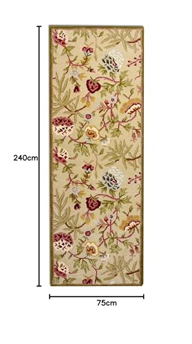 Image of Carpets Runner Rug for Bedroom | Beautiful Modern Interior Floral Carpet for Living Room, Bed Room, Kitchen | Sofa Floor - Handmade Pure Wool - Pista Green - Floral Design (2.5 Feet x 8 Feet)