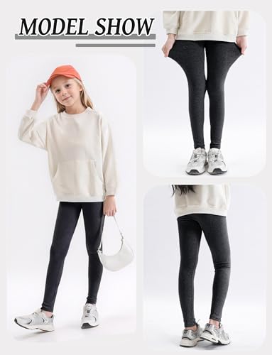 Happy Cherry 3-Pack Girls Basic Leggings Cotton Tights Kids Soft Stretchy Pants Comfortable Full Length Leggings3