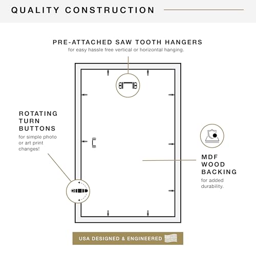MCS Studio Gallery 14x22 Poster Frame White Woodgrain, Vertical & Horizontal Wall Hanging Large Picture Frame for Photos, Posters & Art Prints (1-Pack)