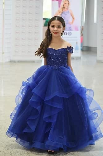 Christmas Flower Girl Dress For Wedding Kids Button Draped Tulle Ball Gowns For Kids Black Us8 #TOP4