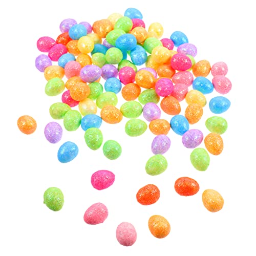 Kisangel 100piezas Adorno De Huevo De Pascua Miniatura De Espuma Brillante Huevos De Colores para DIY Decoración De Fiesta De Pascua