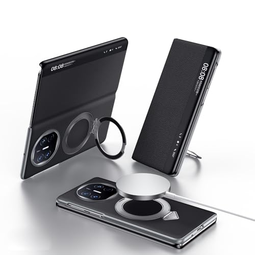 Housse Huawei Mate X5 cuir véritable portefeuille avec rabat noir