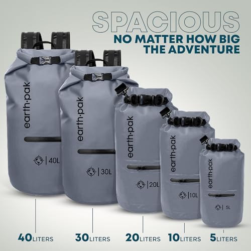 Image of Earth Pak- Waterproof Dry Bag with Front Zippered Pocket Keeps Gear Dry for Kayaking, Beach, Rafting, Boating, Hiking, Camping and Fishing with Waterproof Phone Case