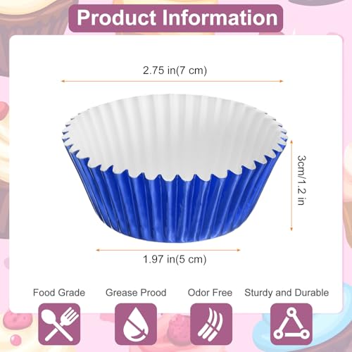 Caissettes à muffins métallisées bleu de taille standard haut de gamme - 3