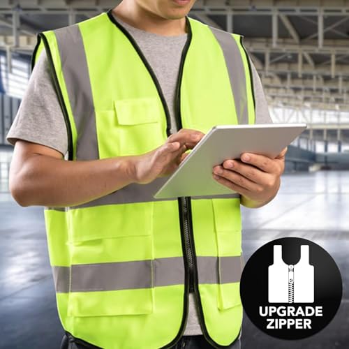Image of XPCARE Reflective Safety Vests For Women Men, High Visibility Security Vest Pockets and Zipper Front Construction Work Vest