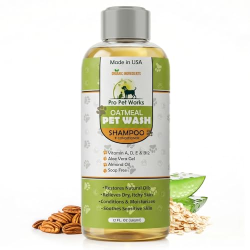 Oatmeal Dog Shampoo & Conditioner 17oz [USA] 5 in 1 Plant-Based Organic Sulfate-Free...