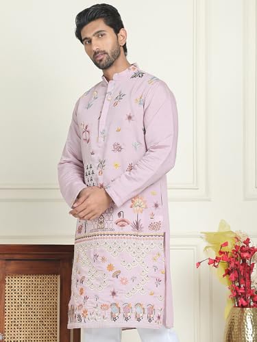 Image of Jompers Floral Embroidered and Sequins Kurtas (Purple, 3XL)