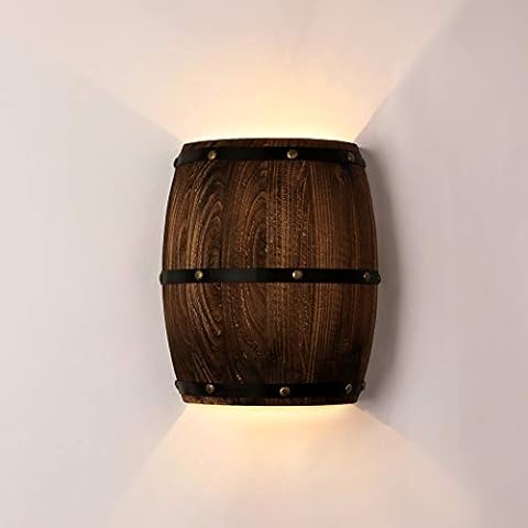 Newrays Antique Wood Wine Barrel Wall Sconce Lighting Fixture Up and Down Indoor Wall Lamp for Bar Area Steampunk Theme Cover