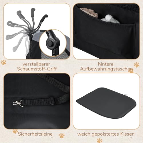 COSTWAY Hundewagen, Hundebuggy klappbar, bis 60 kg, Haustierwagen mit Vordertür & Netzfenstern & Griff, Haustiere Buggy Hundetrolley, für mittelgroße große Hunde Katzen, Grau, 67x98x121cm