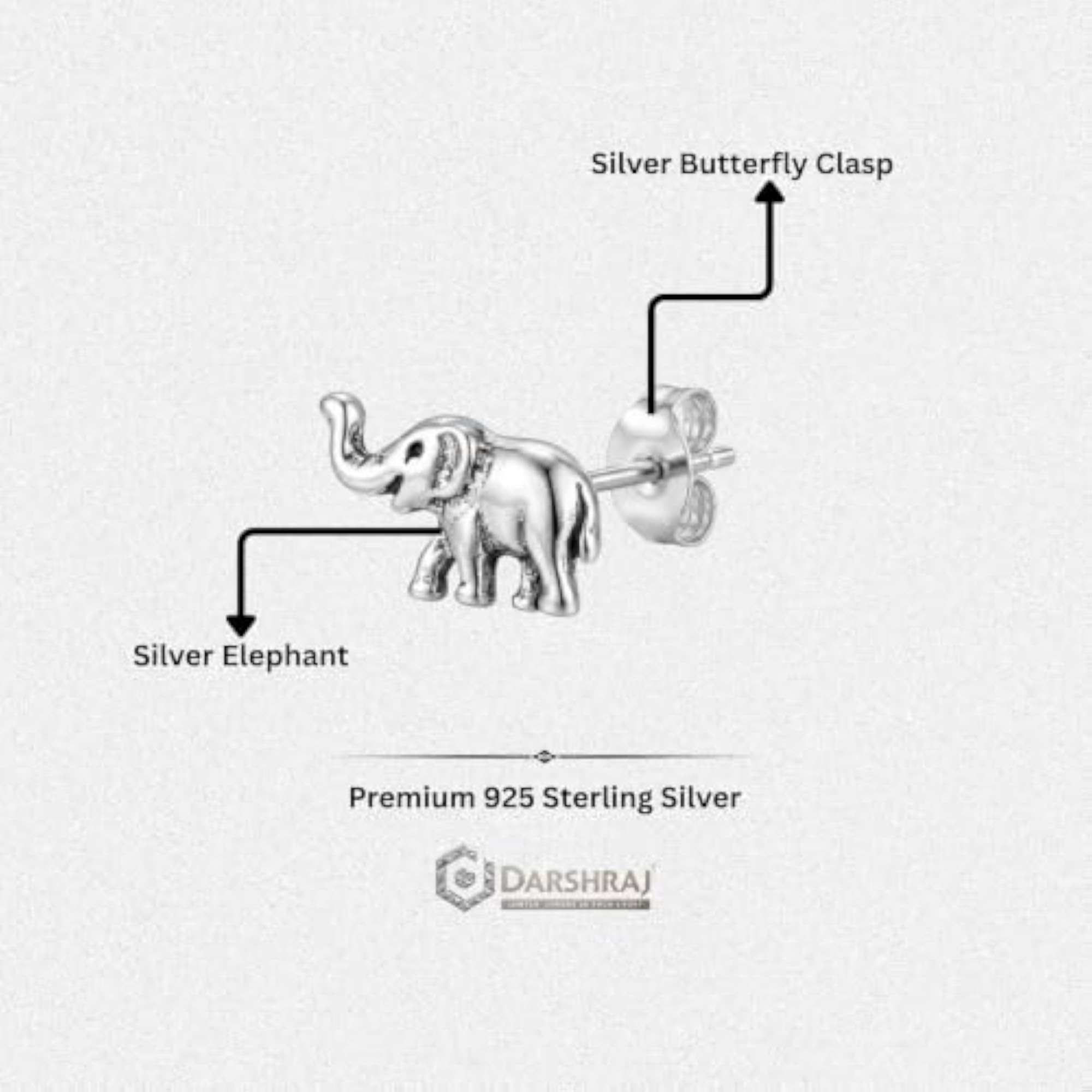 Women's 925 Sterling Silver Elephant Single Stud Earring