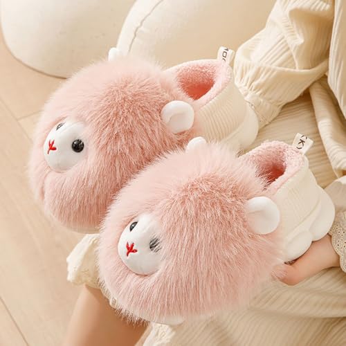 HANDKEI Women's animal slippers, sheep cotton slippers, cute indoor plush slippers2