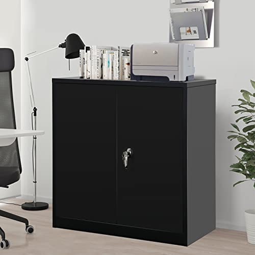 Greenvelly Metal Storage Cabinet, 42”Locking Storage Cabinet With Doors And Shelves, Black Lockable Storage Cabinets For Office, Utility Locker Cabinet, Steel Garage Cabinet With 2 Keys For Home #TOP5