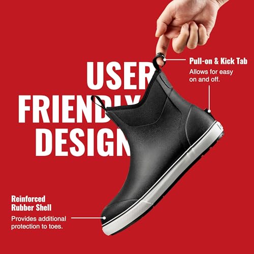 Piscifun Men’ s Deck Boots, Waterproof Fishing Rain Boots, Anti-Slip Rubber Boots with Breathable Neoprene Lining, Black,7 by Piscifun - Image 6